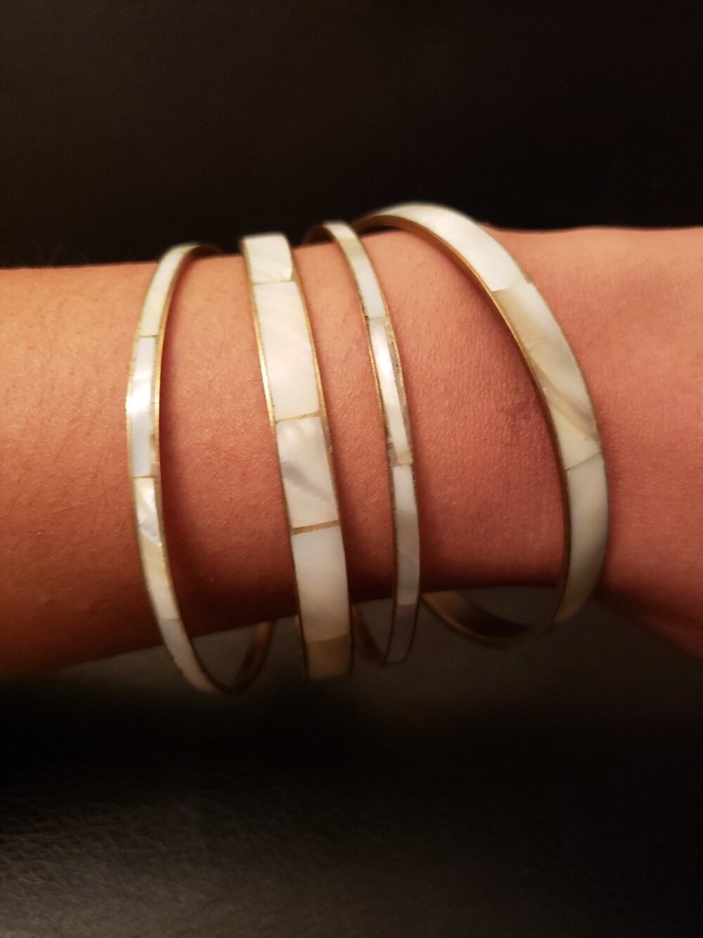 Mother of Pearl Gold Bangles